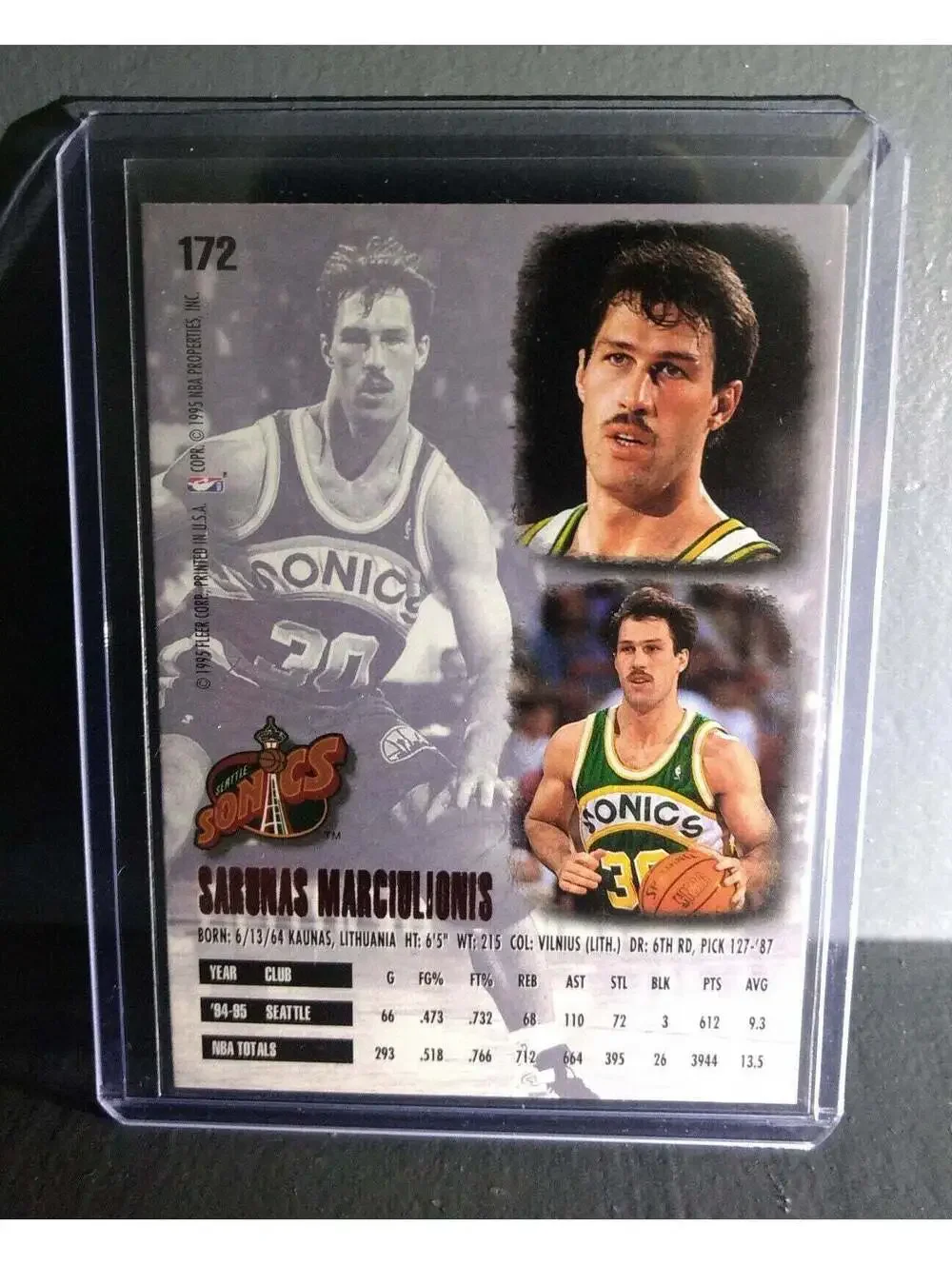 1995-96 Sarunas Marciulionis Fleer Ultra #172 Basketball Card
